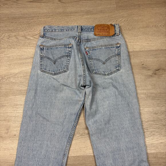 Vintage 90s Levi's 501 Straight Leg Jeans 30x27 Raw Hem Made in USA - Picture 2 of 11